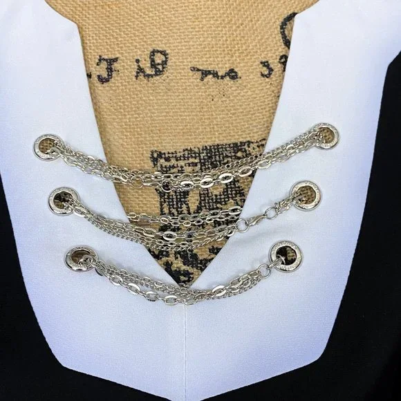 White House Black Market Embellished Black and White stretch tunic XXS - Picture 3 of 6